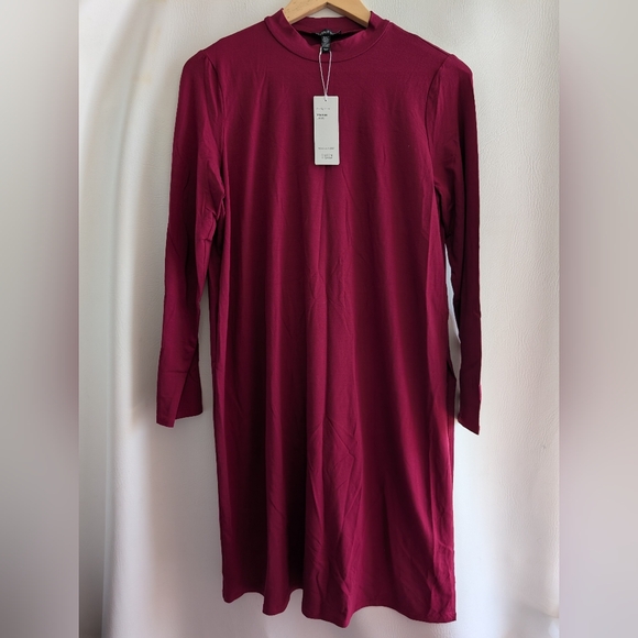 Eileen Fisher Hibiscus Mock Neck Caftan Slit Side Pullover Top Long Sleeves - M - Picture 1 of 14